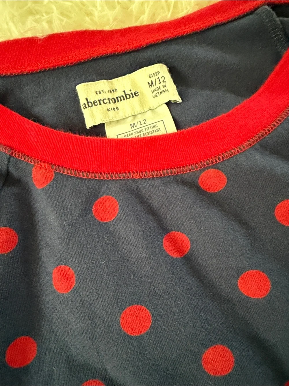 Abercrombie Navy and Red Polka Dot Two-Piece Pajama Set